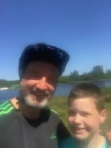 Happy cycling family